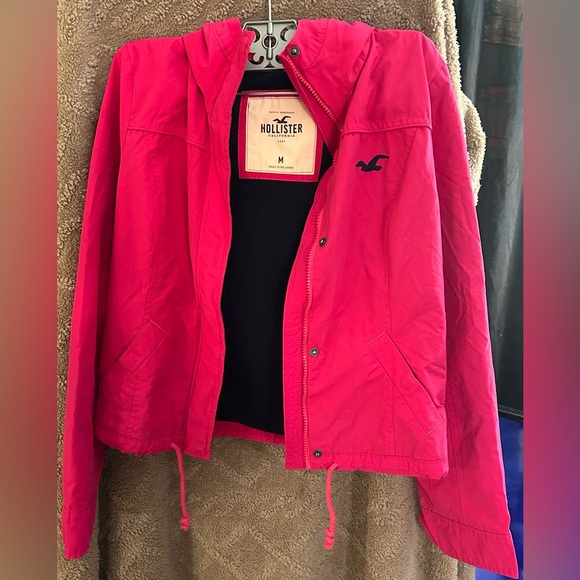 Hollister Vibrant Pink All-Weather Anorak Jacket- Cinch Waist and Hoood - Picture 8 of 8